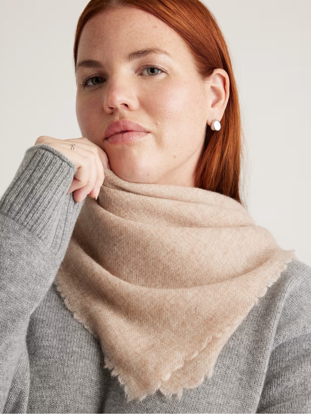 Quince Mongolian Cashmere Square Scarf Oatmeal